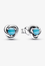 PANDORA December Turquoise Blue Eternity Circle Stud Earrings