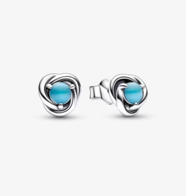 PANDORA December Turquoise Blue Eternity Circle Stud Earrings