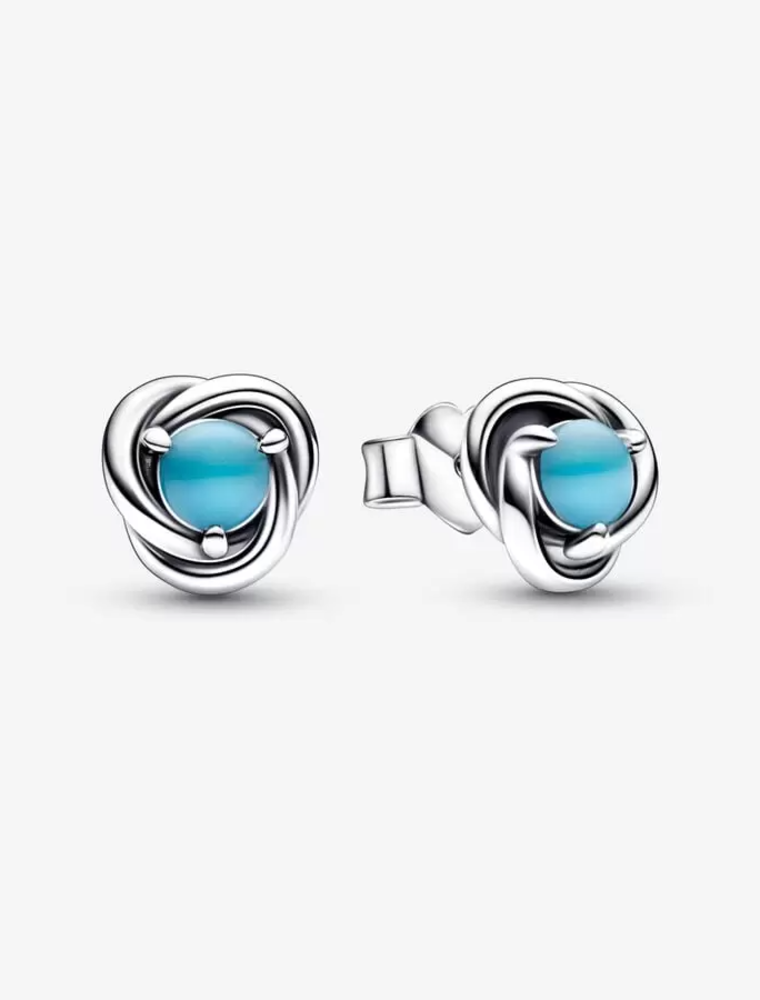 PANDORA December Turquoise Blue Eternity Circle Stud Earrings