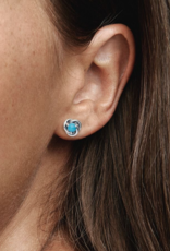 PANDORA December Turquoise Blue Eternity Circle Stud Earrings