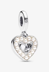 Pearlescent White Heart Double Dangle Charm