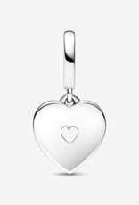 Pearlescent White Heart Double Dangle Charm