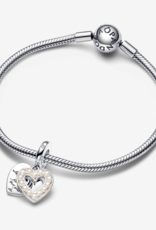 Pearlescent White Heart Double Dangle Charm