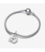 Pearlescent White Heart Double Dangle Charm
