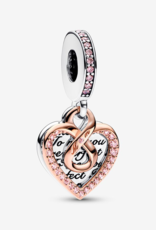 PANDORA Two-tone Infinity Heart Double Dangle Charm