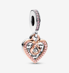 PANDORA Two-tone Infinity Heart Double Dangle Charm