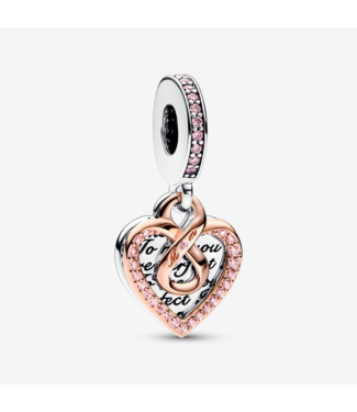 PANDORA Two-tone Infinity Heart Double Dangle Charm