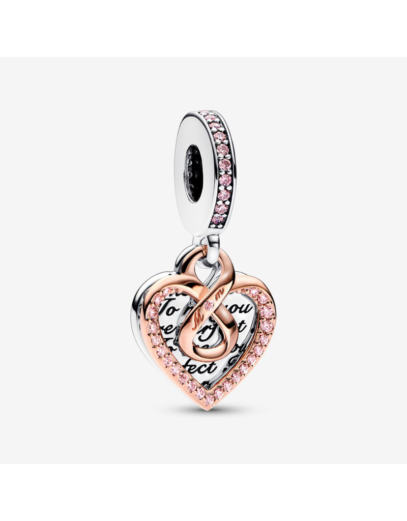 PANDORA Two-tone Infinity Heart Double Dangle Charm