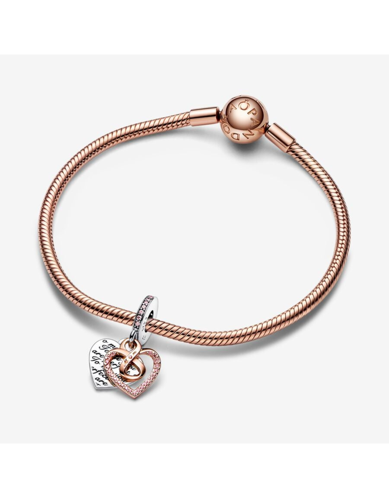 PANDORA Two-tone Infinity Heart Double Dangle Charm