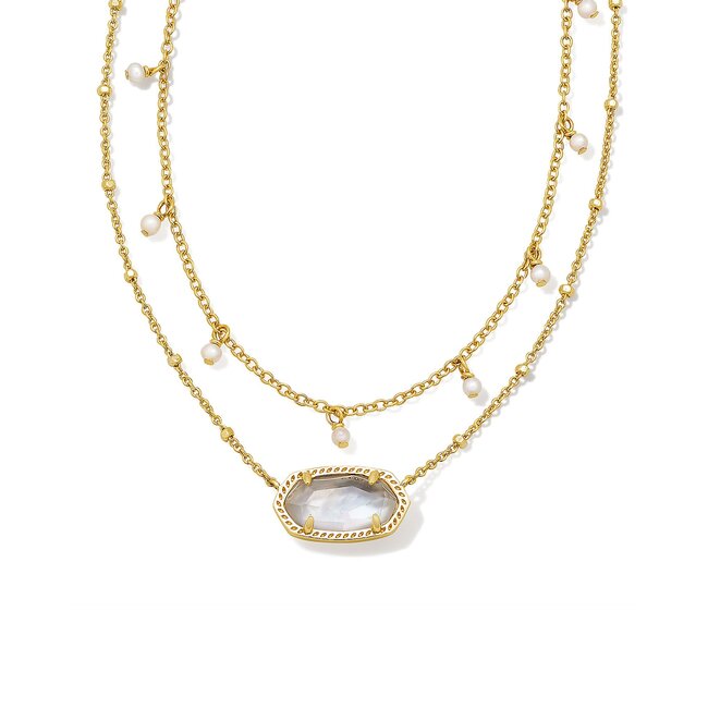 Elisa Gold Pendant Necklace in Ivory Pearl