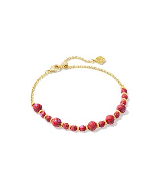 KENDRA SCOTT DESIGN Jovie Gold Beaded Delicate Chain Bracelet in Bronze Veined Red and Fuchsia Magnesite