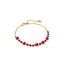 Jovie Gold Beaded Delicate Chain Bracelet in Bronze Veined Red and Fuchsia Magnesite