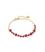 Jovie Gold Beaded Delicate Chain Bracelet in Bronze Veined Red and Fuchsia Magnesite