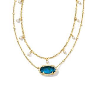 KENDRA SCOTT DESIGN Elisa Gold Pearl Multi Strand Necklace in Teal Abalone