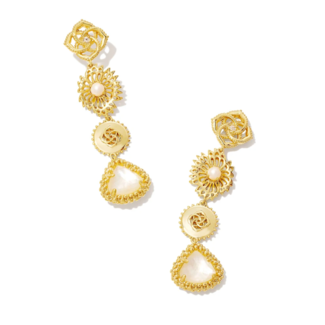 KENDRA SCOTT DESIGN Brielle Gold Linear Drop Earrings in Ivory Mother-of-Pearl