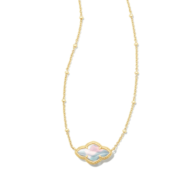 Abbie Gold Pendant Necklace in Dichroic Glass