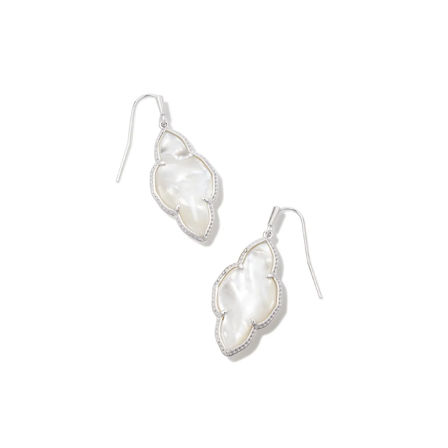 Abbie Silver Drop Earrings in Ivory Mother-of-Pearl