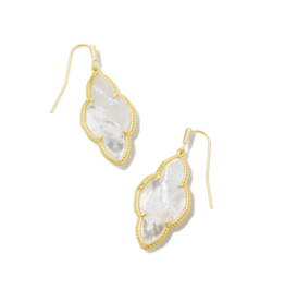 KENDRA SCOTT DESIGN Abbie Gold Drop Earrings in Ivory Mother-of-Pearl