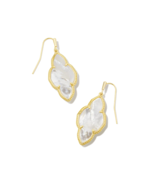 KENDRA SCOTT DESIGN Abbie Gold Drop Earrings in Ivory Mother-of-Pearl