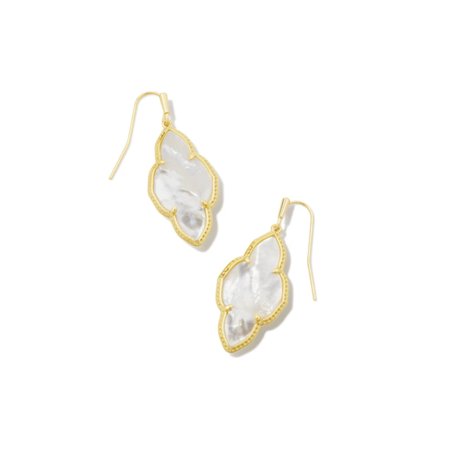 Abbie Gold Drop Earrings in Ivory Mother-of-Pearl