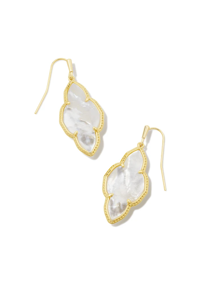 KENDRA SCOTT DESIGN Abbie Gold Drop Earrings in Ivory Mother-of-Pearl