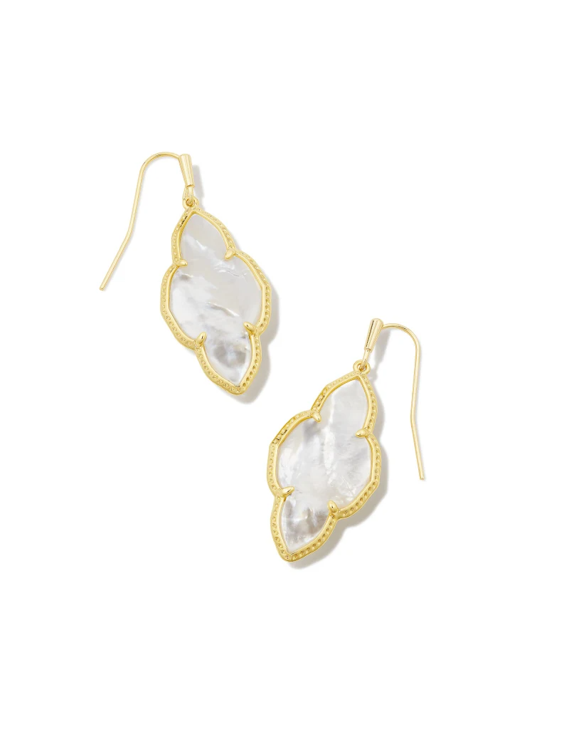KENDRA SCOTT DESIGN Abbie Gold Drop Earrings in Ivory Mother-of-Pearl
