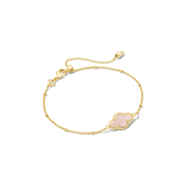Abbie Gold Satellite Chain Bracelet in Rose Quartz