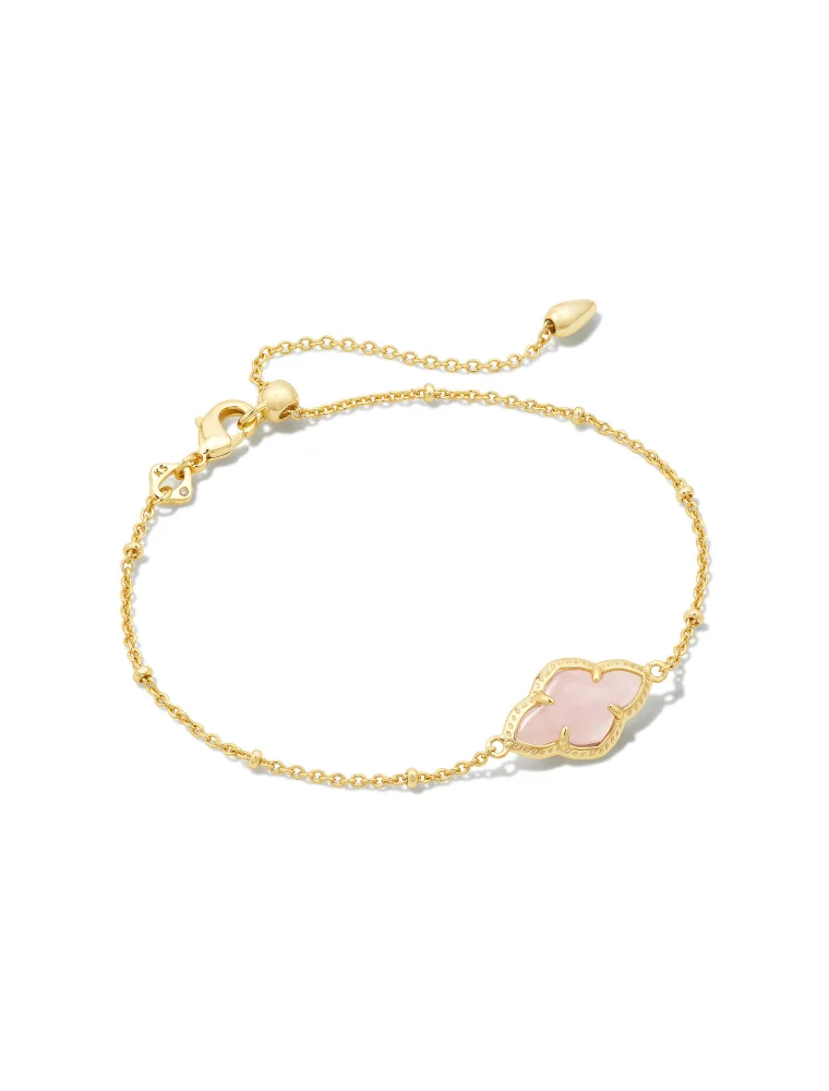 KENDRA SCOTT DESIGN Abbie Gold Satellite Chain Bracelet in Rose Quartz
