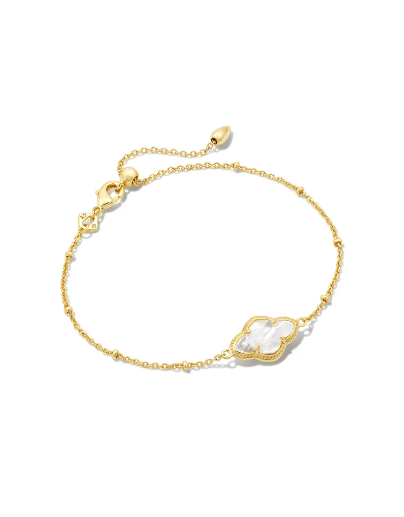 KENDRA SCOTT DESIGN Abbie Gold Satellite Chain Bracelet in Ivory Mother-of-Pearl