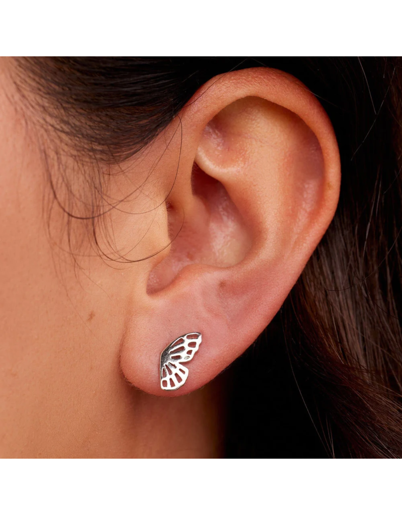 PURA VIDA Fly Away Butterfly Stud Earrings in Silver