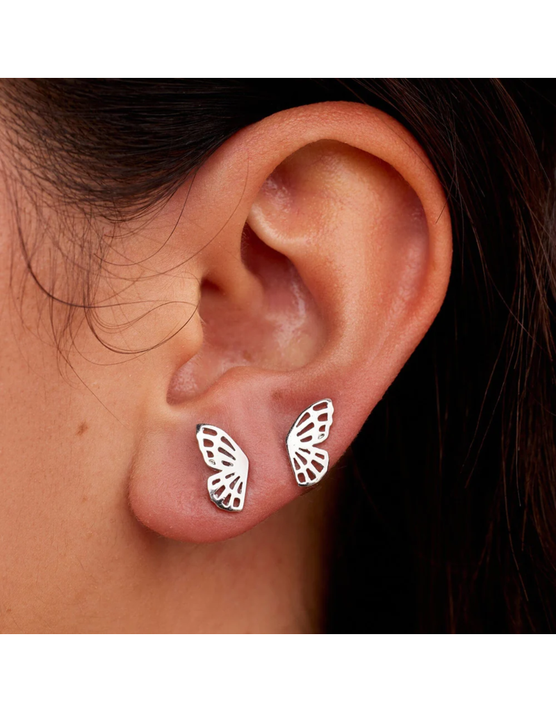 PURA VIDA Fly Away Butterfly Stud Earrings in Silver