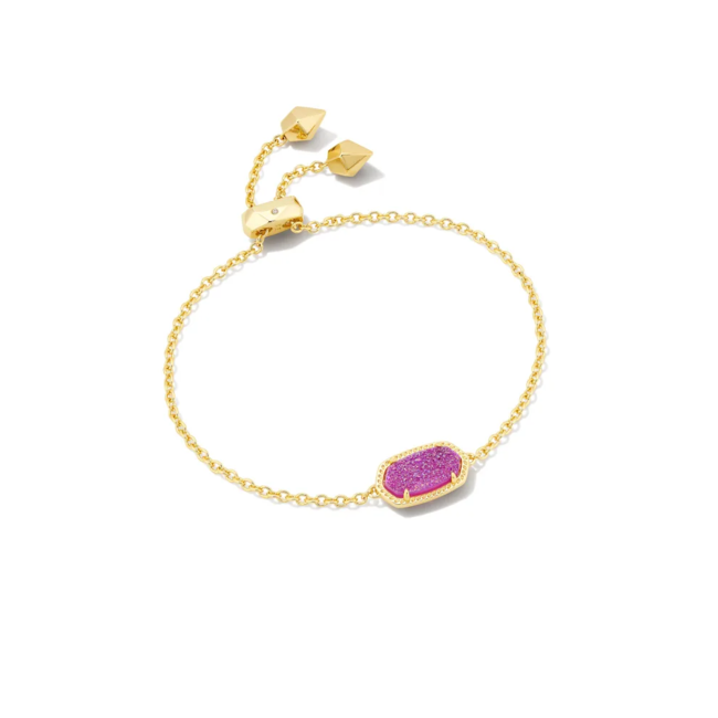 Elaina Gold Delicate Chain Bracelet in Mulberry Drusy