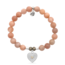 Opal Heart Bracelet in Peach Moonstone & Silver