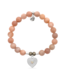 Opal Heart Bracelet in Peach Moonstone & Silver
