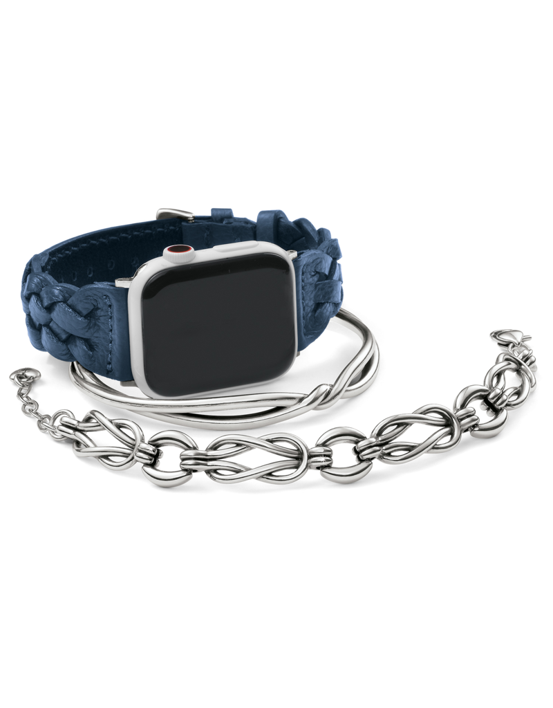 BRIGHTON Sutton Braided Leather Watch Band in French Blue