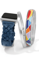 BRIGHTON Sutton Braided Leather Watch Band in French Blue