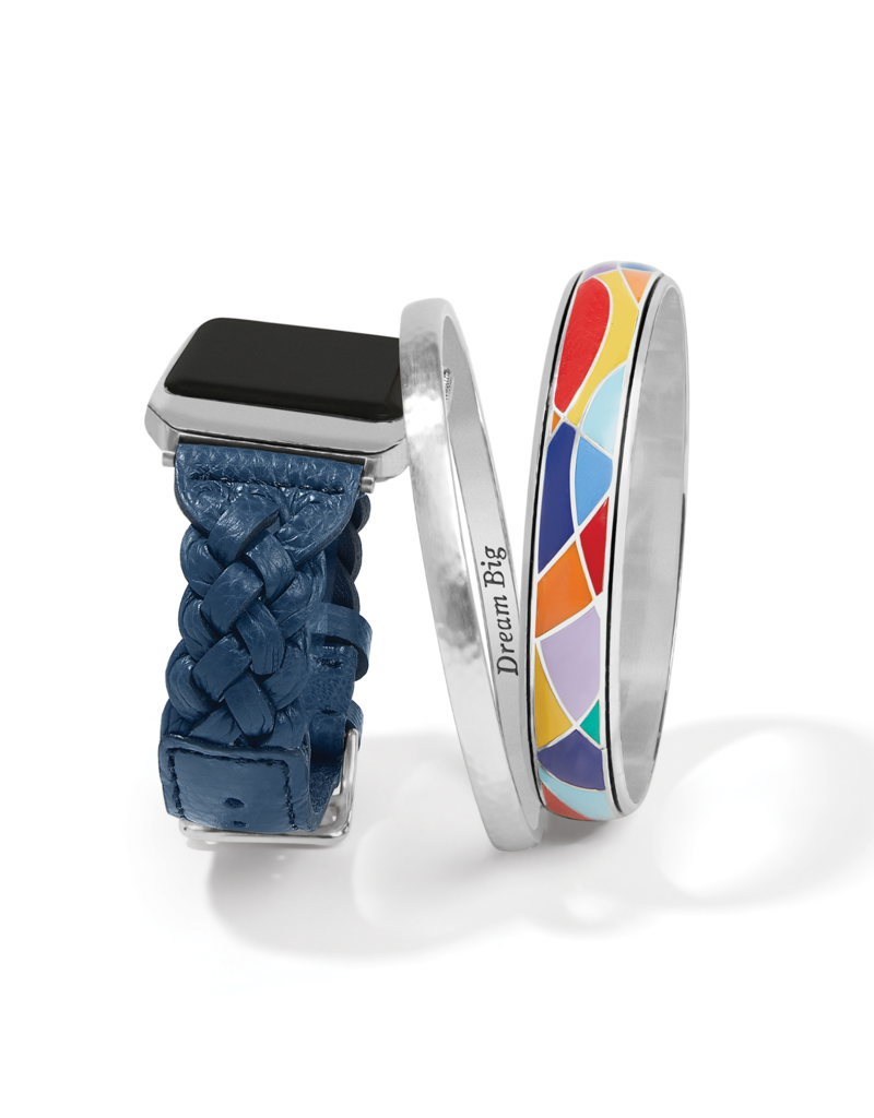 BRIGHTON Sutton Braided Leather Watch Band in French Blue