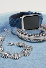 BRIGHTON Sutton Braided Leather Watch Band in French Blue