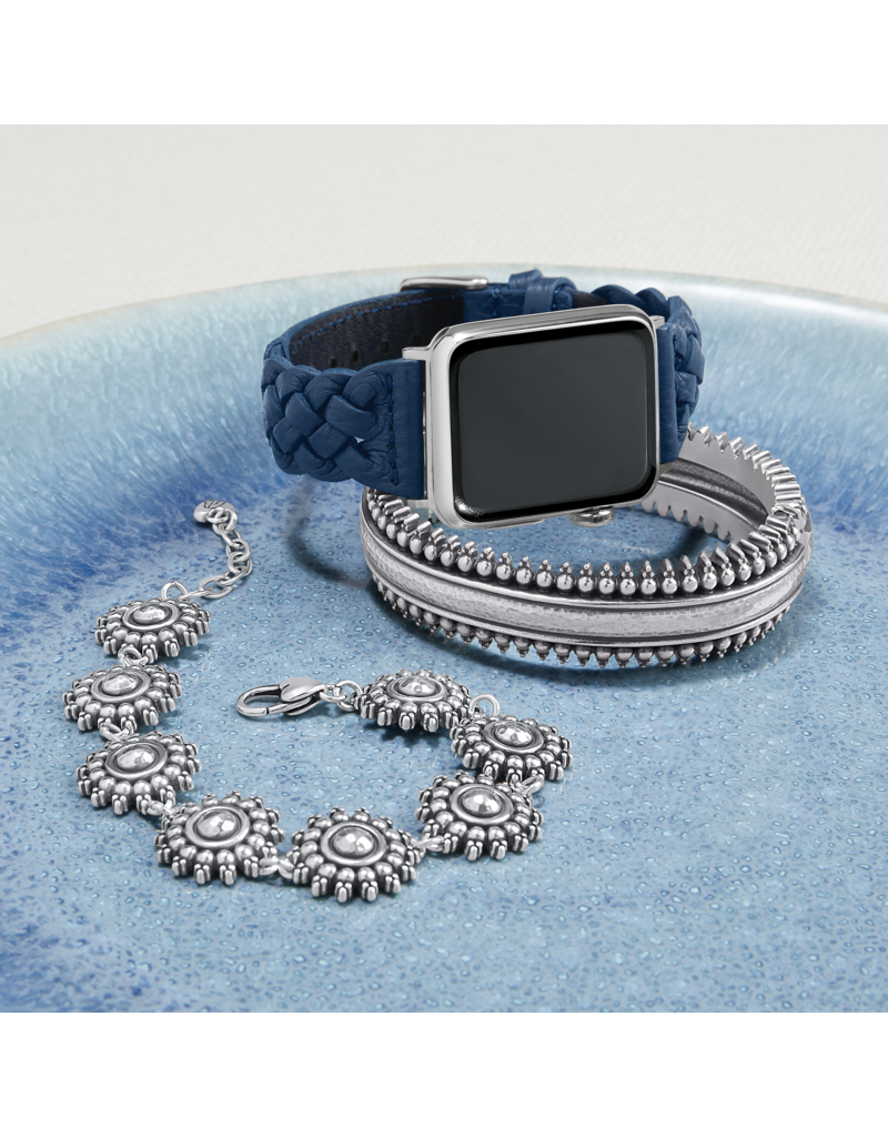 BRIGHTON Sutton Braided Leather Watch Band in French Blue