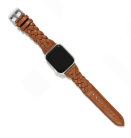 BRIGHTON Sutton Braided Leather Watch Band in Luggage