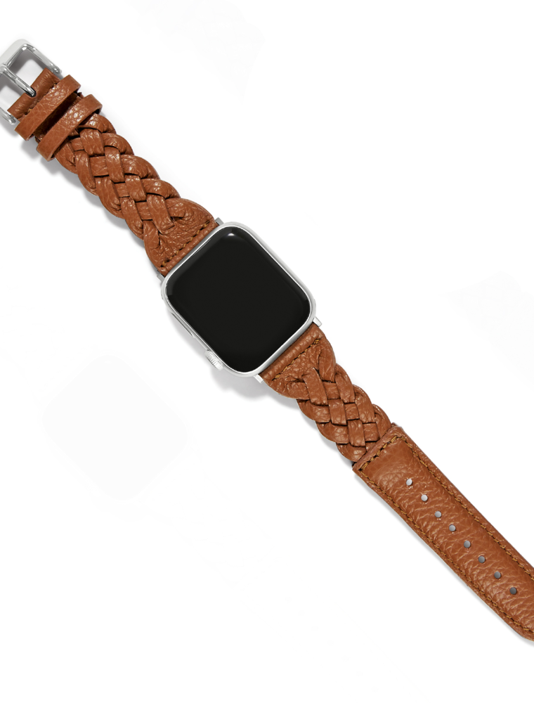 BRIGHTON Sutton Braided Leather Watch Band in Luggage