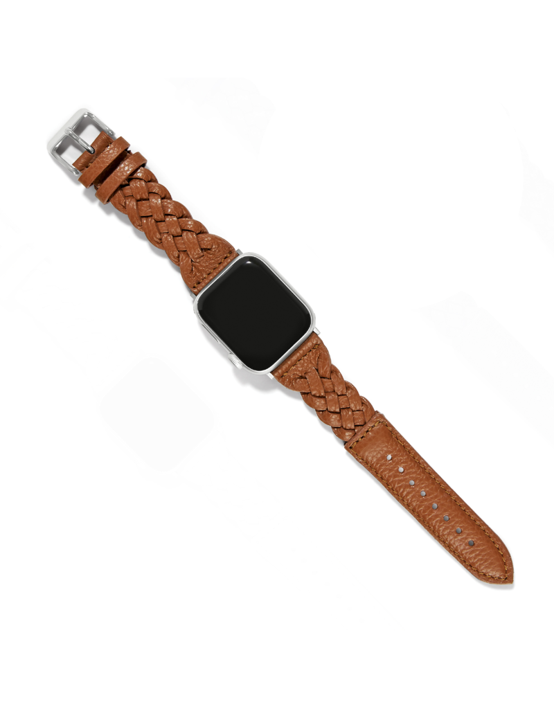 BRIGHTON Sutton Braided Leather Watch Band in Luggage