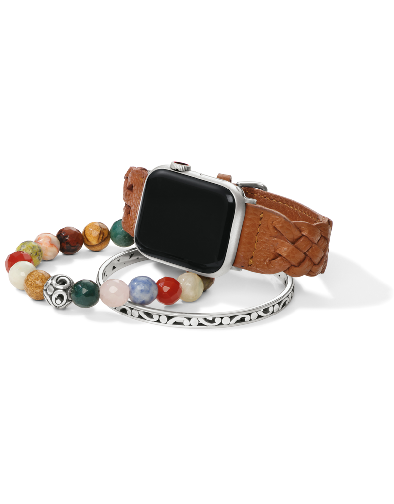 BRIGHTON Sutton Braided Leather Watch Band in Luggage