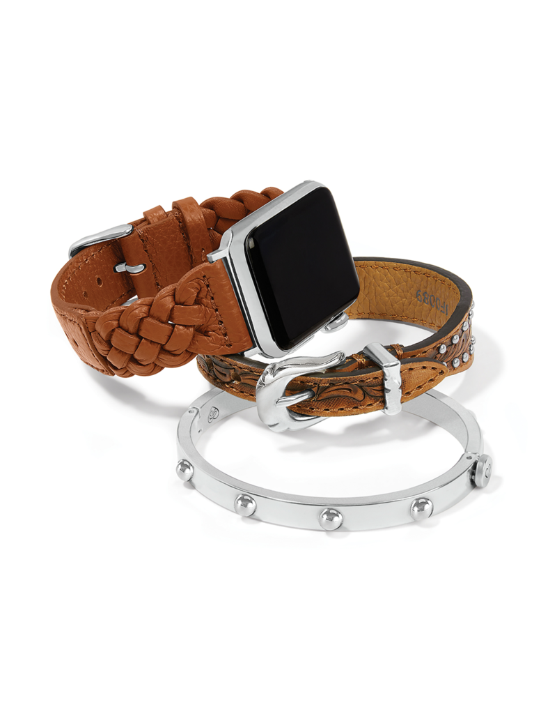 BRIGHTON Sutton Braided Leather Watch Band in Luggage