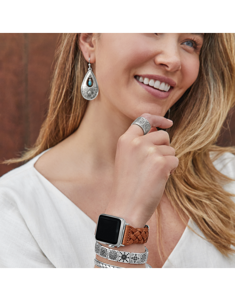 BRIGHTON Sutton Braided Leather Watch Band in Luggage