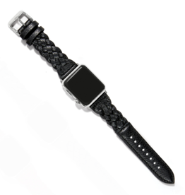 BRIGHTON Sutton Braided Leather Watch Band in Black