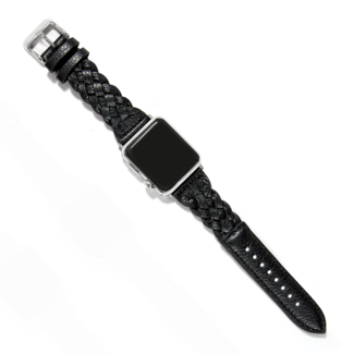 BRIGHTON Sutton Braided Leather Watch Band in Black