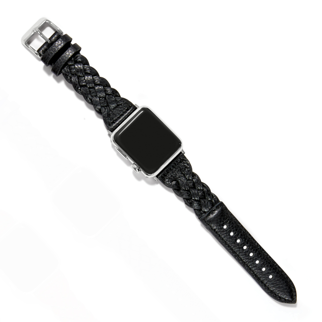 Sutton Braided Leather Watch Band in Black