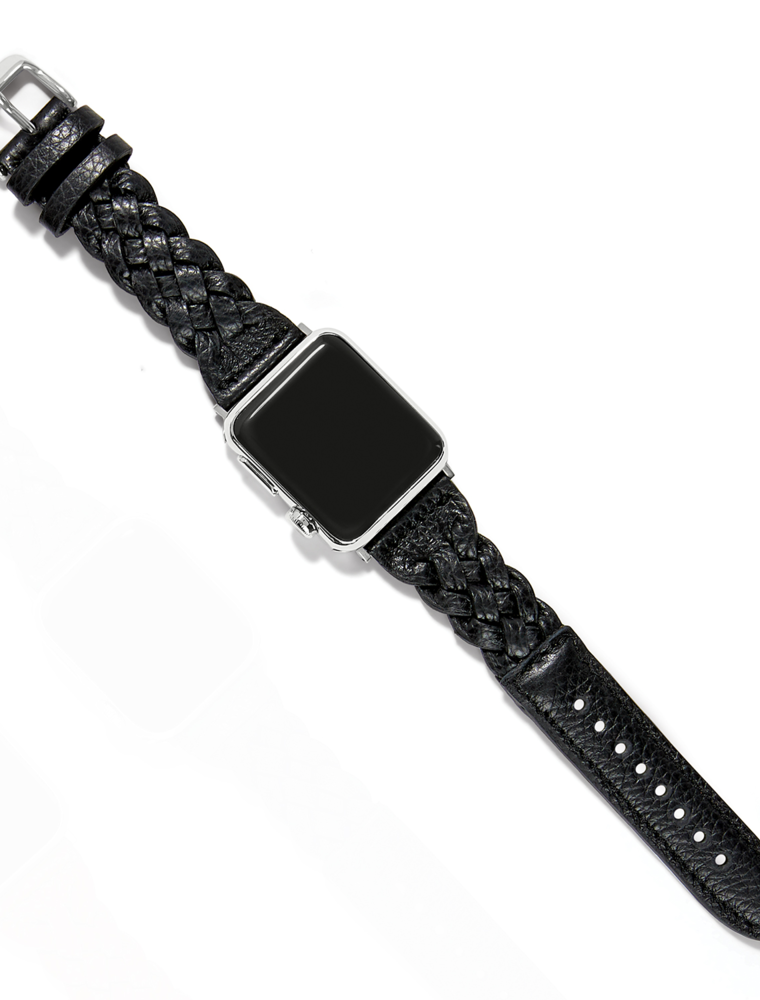 BRIGHTON Sutton Braided Leather Watch Band in Black