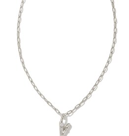 KENDRA SCOTT DESIGN Crystal Letter V Silver Short Pendant Necklace in White Crystal